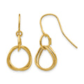 14K Small Twisted Circle Dangle French Hook Earrings, 27 x 12 mm