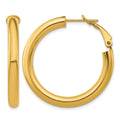 14k 4x35mm Polished Round Omega Back Tube Hoop Earrings, 33.5 x 4 mm