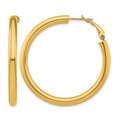 14k 4x45mm Polished Round Omega Back Tube Hoop Earrings, 44.5 x 4 mm