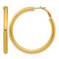 14k 4x50mm Polished Round Omega Back Tube Hoop Earrings, 50 x 4 mm
