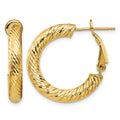 14k 4x23mm Diamond-cut Round Omega Back Tube Hoop Earrings, 23 x 4 mm