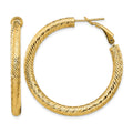 14k 4x40mm Diamond-cut Round Omega Back Tube Hoop Earrings, 40 x 4 mm