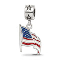 S/S FLAG WAVING 5/8 ENAMELED ON STAR BEAD BAIL, 0.63 x 15.8 mm