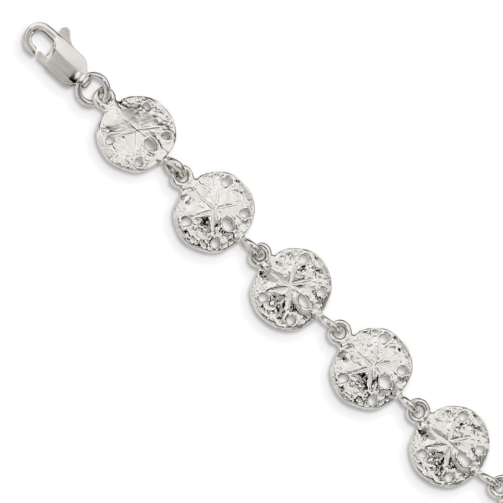 Sterling Silver Sand Dollars Bracelet, 7 x 12 mm