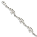 Sterling Silver Manatees Bracelet, 7 x 9 mm