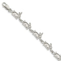 Sterling Silver Rabbits Bracelet, 7 x 9 mm