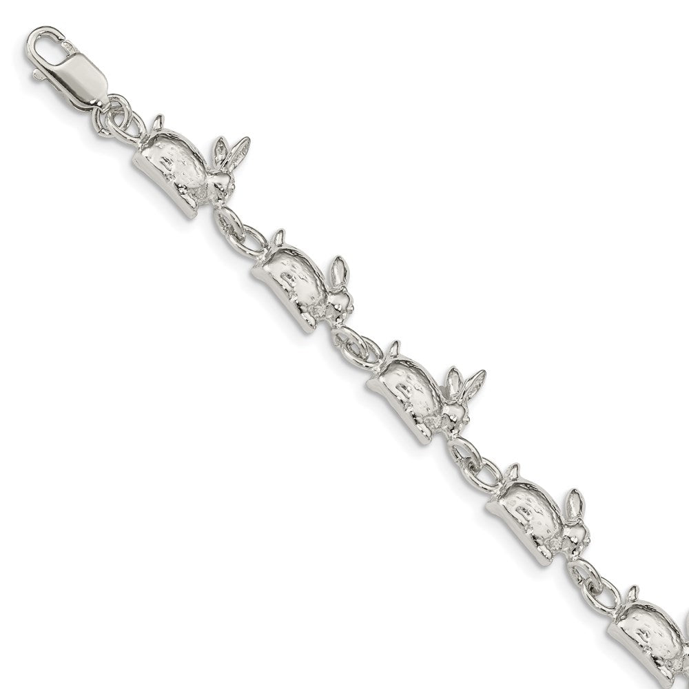 Sterling Silver Rabbits Bracelet, 7 x 9 mm