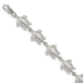 Sterling Silver Sea Turtles Bracelet, 7 x 12 mm
