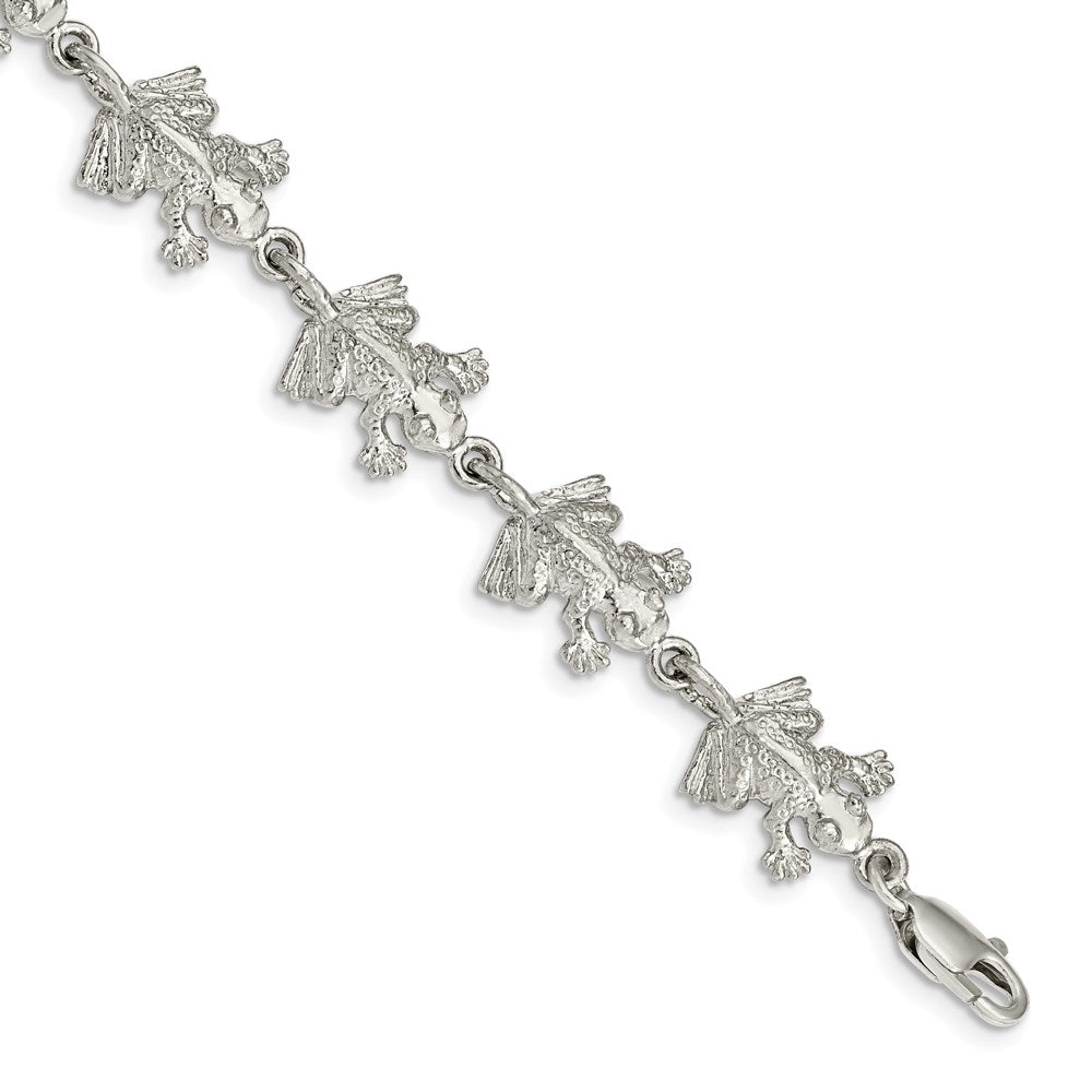 Sterling Silver Frogs Bracelet, 7 x 11 mm