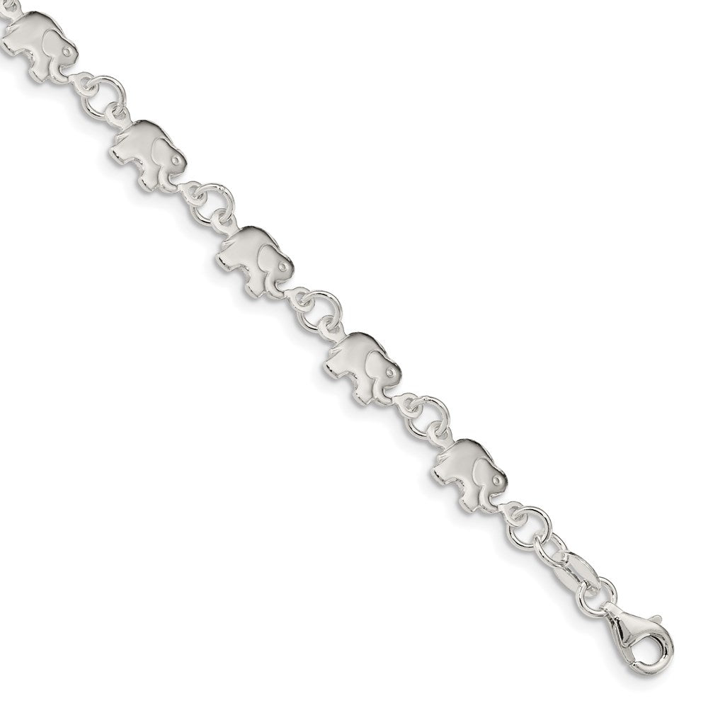 Sterling Silver Polished Elephant Bracelet, 7.5 x 7 mm
