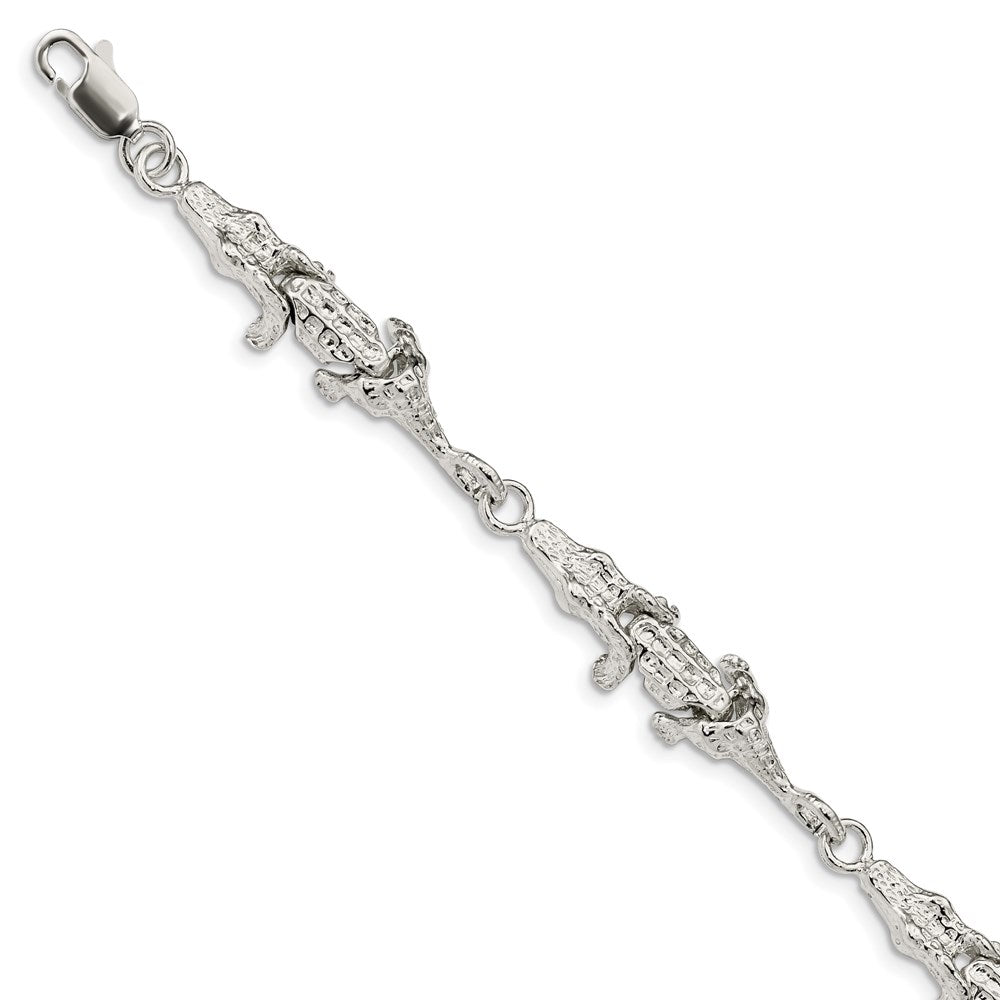 Sterling Silver Alligator Bracelet, 7 x 11 mm
