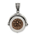 Ancient Coins Sterling Silver and Bronze Antiqued Widow's Mite Coin Reversible Pendant with a Certificate of Authenticity, 30 x 25 mm