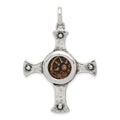Ancient Coins Sterling Silver and Bronze Antiqued Widow's Mite Coin Cross Pendant with a Certificate of Authenticity, 38 x 32 mm