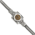 Ancient Coins Sterling Silver and Bronze Antiqued Widow's Mite Coin 7 inch Fancy Lobster Clasp Bracelet with a Certificate of Authenticity, 7 mm