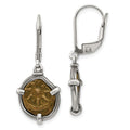 Ancient Coins Sterling Silver and Bronze Antiqued Widow's Mite Coin Leverback Dangle Earrings with a Certificate of Authenticity, 36 x 15 mm