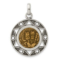 Ancient Coins Sterling Silver and Bronze Antiqued Agrippa Coin Pendant with a Certificate of Authenticity, 37 mm