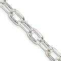 Sterling Silver 7.5mm Diamond-cut Long Link Cable Chain, 18 x 7.5 mm