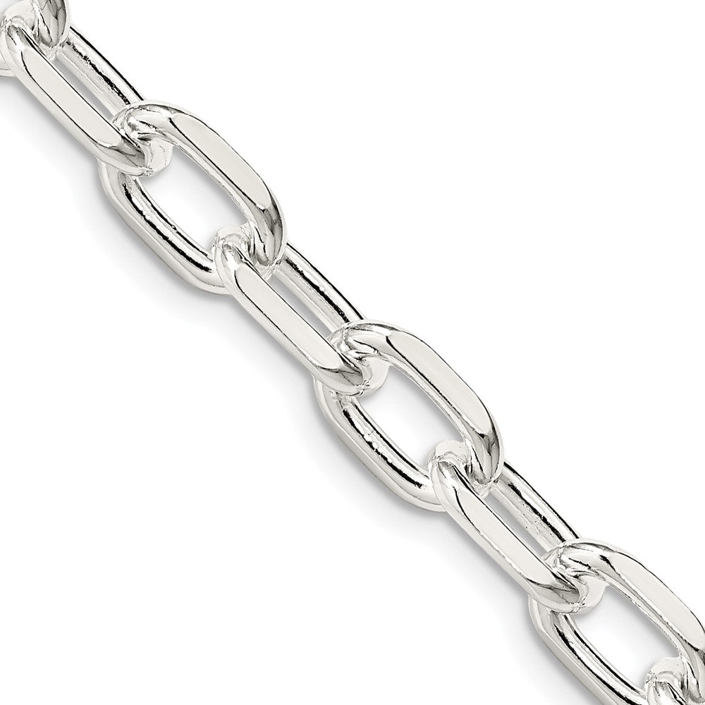 Sterling Silver 7.5mm Diamond-cut Long Link Cable Chain, 18 x 7.5 mm