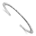 Sterling Silver Polished Hammered Open Bangle, 7.25 mm