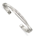 Sterling Silver Rhod-plated Plain 3mm Hammered Bands Bangle, 7.5 x 3 mm