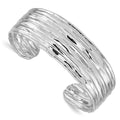 Sterling Silver Rhodium-plated Textured Cuff Bangle, 18 mm