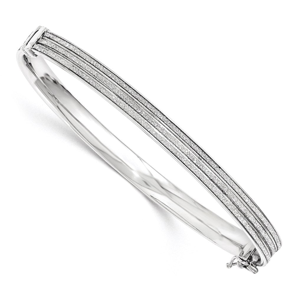 Sterling Silver with Glitter Hinged Bangle, 10.2 mm