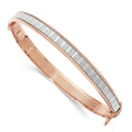 Sterling Silver Rose-tone with Glitter Hinged Bangle, 13 mm