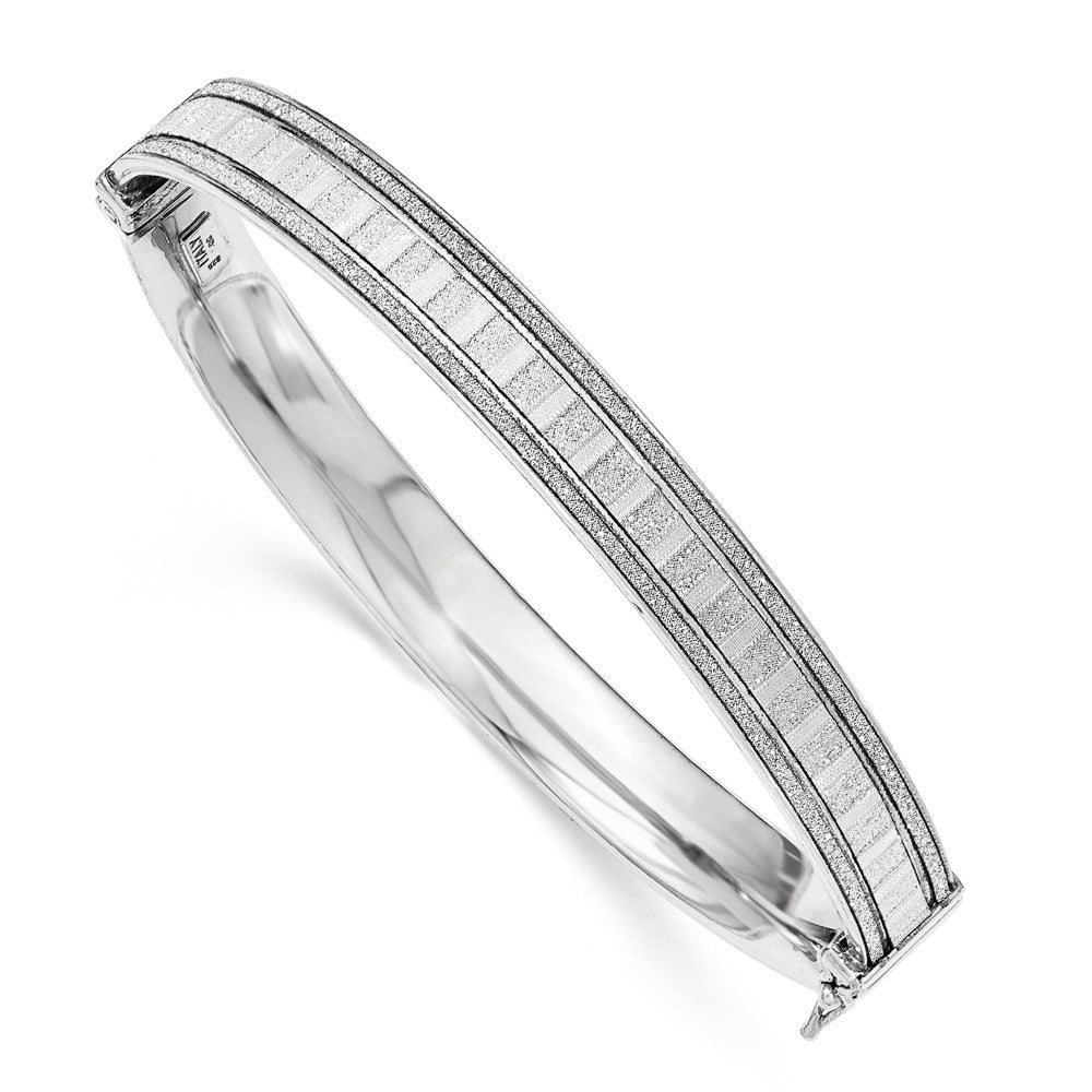 Sterling Silver With Glitter Hinged Bangle, 10.4 mm