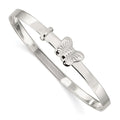 Sterling Silver Polished/Antiqued Butterfly 4mm Adjustable Children's Bangl, 6 x 8.5 mm