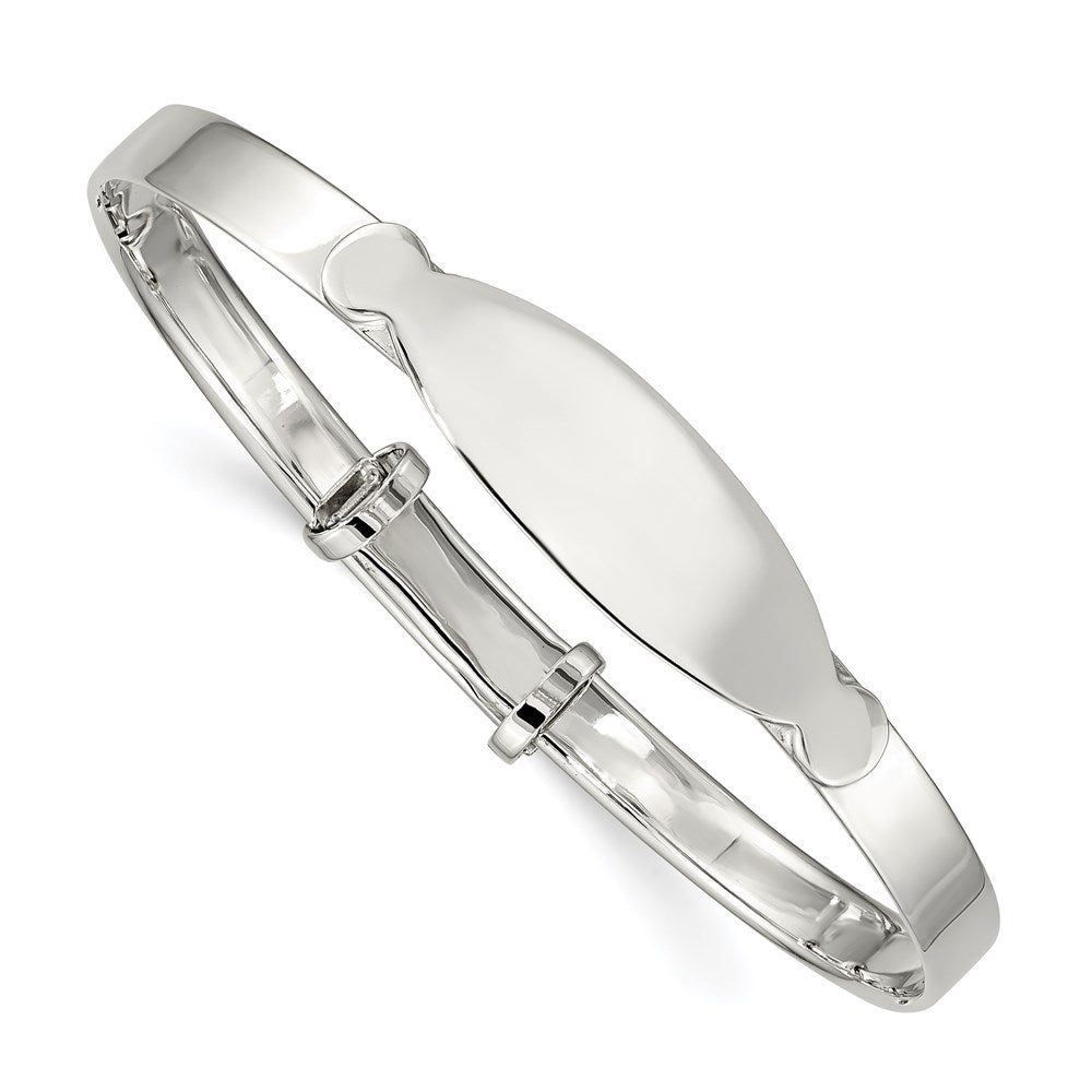 Sterling Silver Polished Adjustable ID Baby Bangle Bracelet, 6 x 7.75 mm
