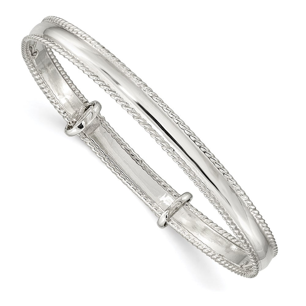 Sterling Silver Polished Milgrain 4.75mm Adjustable Children's Bangle, 4.75 mm