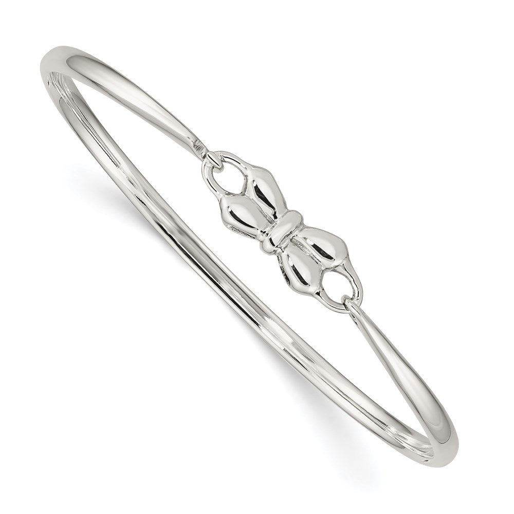 Sterling Silver Polished Bow Baby Bangle Bracelet, 5.35 mm