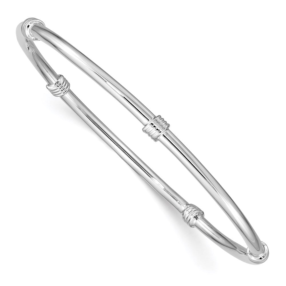Sterling Silver Rhodium-plated Slip-on Bangle, 4.25 mm