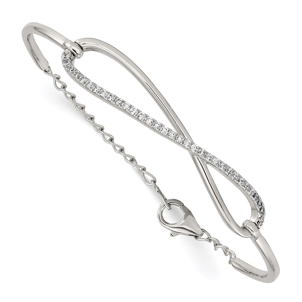 Sterling Shimmer Sterling Silver Rhodium-plated 33 Stone CZ Infinity Symbol Bracelet, 7 x 9.88 mm