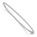 Sterling Shimmer Sterling Silver Rhodium-plated 115 Stone CZ Hinged Bangle Bracelet, 6.5 x 1.55 mm