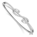Sterling Shimmer Sterling Silver Rhodium-plated 83 Stone CZ Hinged Bangle Bracelet, 9.3 mm