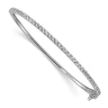 Sterling Shimmer Sterling Silver Rhodium-plated 41 Stone CZ Hinged Bangle Bracelet, 2 mm