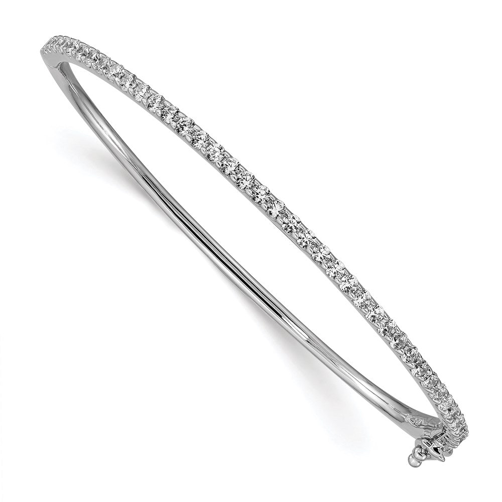 Sterling Shimmer Sterling Silver Rhodium-plated 41 Stone CZ Hinged Bangle Bracelet, 2 mm