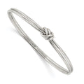 Sterling Silver Rhodium-plated Polished Knot Slip on Bangle, 8 x 3.75 mm