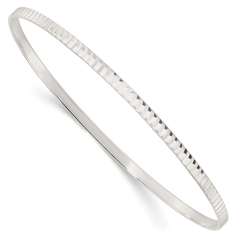 Sterling Silver Diamond Cut Slip-on Bangle, 8 x 5 mm, 5.17 g