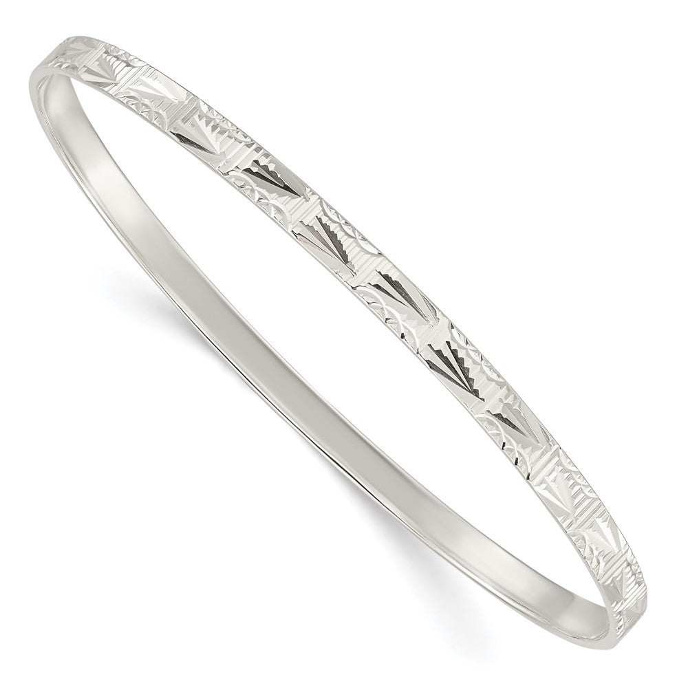 Sterling Silver Diamond Cut Slip-on Bangle, 8 x 5 mm, 7.37 g