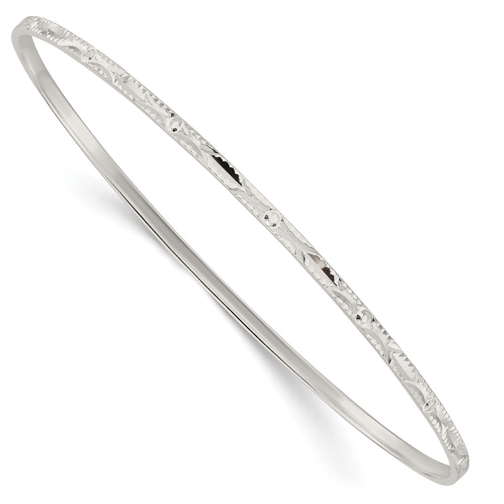 Sterling Silver Diamond Cut Slip-on Bangle, 8 x 2.5 mm, 4.21 g