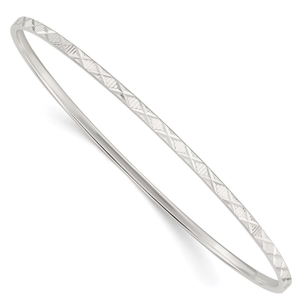 Sterling Silver Diamond Cut Slip-on Bangle, 8 x 2.5 mm, 5.11 g