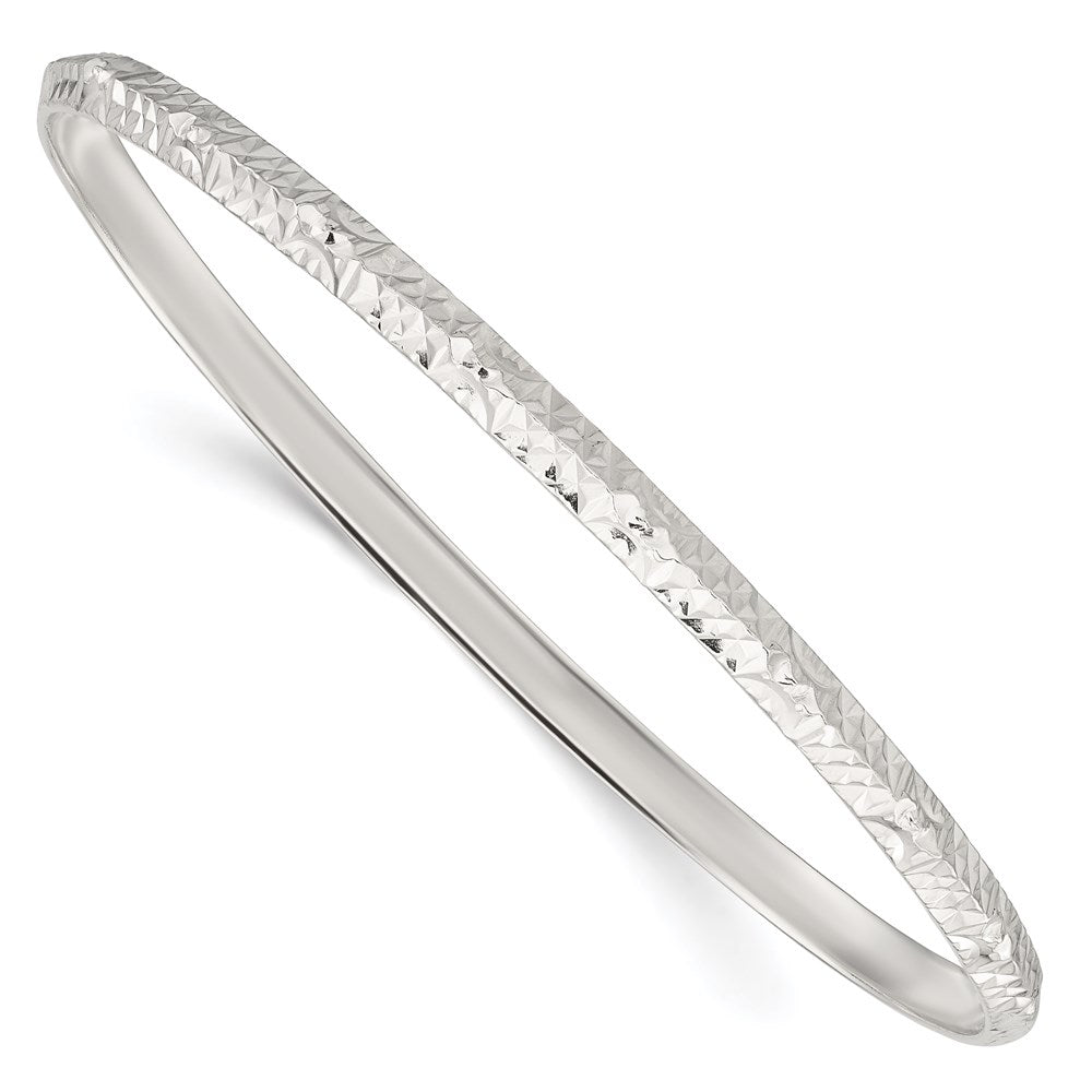 Sterling Silver Diamond Cut Slip-on Bangle, 8 x 3.75 mm