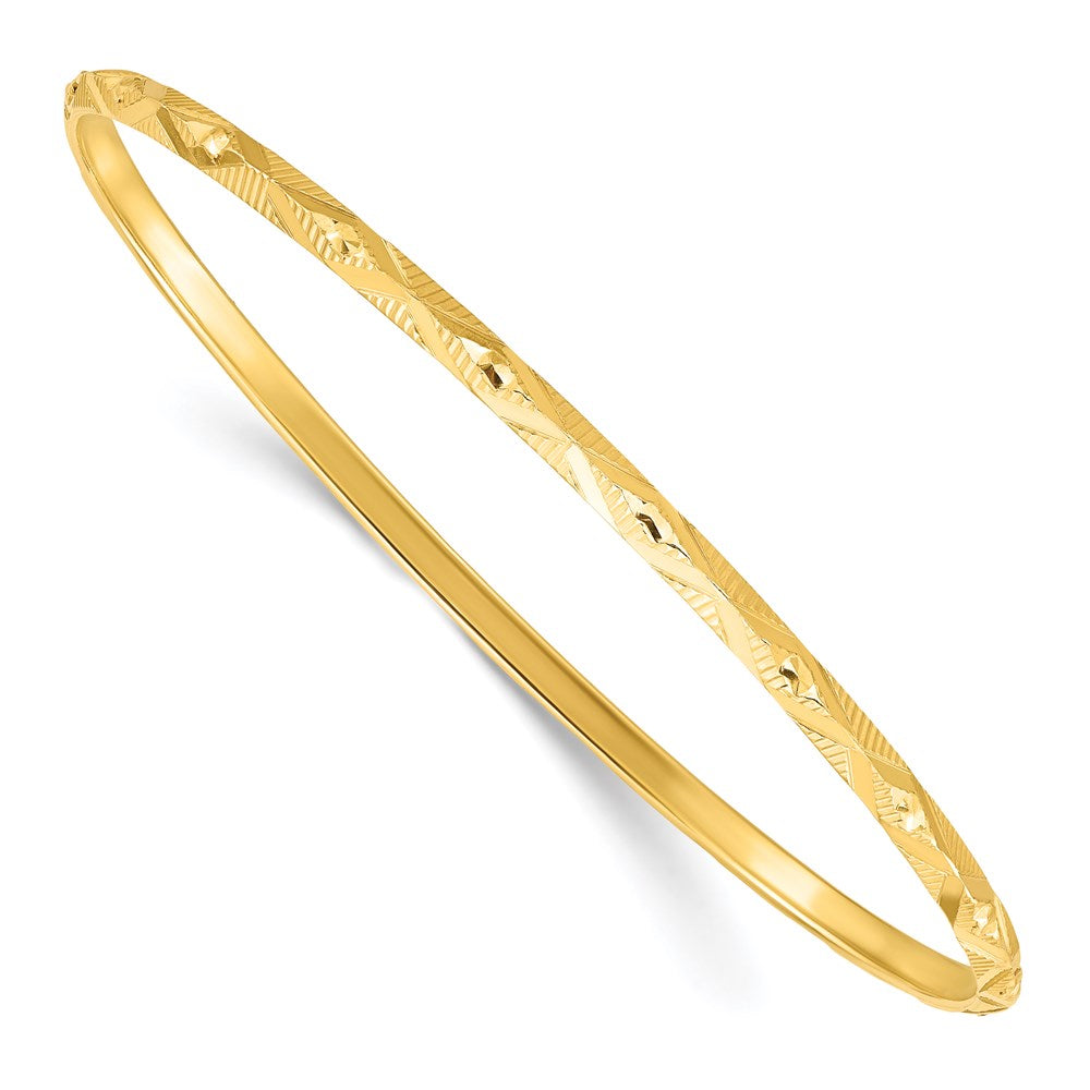 Sterling Silver Gold-tone Diamond Cut Slip-on Bangle, 8 x 2.25 mm