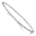 Sterling Silver Rhod-platd Textured 3mm Twisted Hinged Bangle, 7 x 2.75 mm