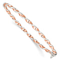 Sterling Silver Rose-tone Polished Twisted 3mm Hinged Bangle, 7 x 3 mm