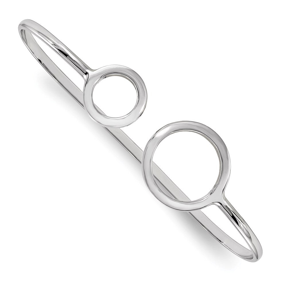Sterling Silver Rhodium-plated Polished Circles Palm Bangle, 7.75 x 3 mm