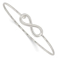 Sterling Silver Diamond Cut Infinity Interlocking Bangle Bracelet, 7 x 1.75 mm