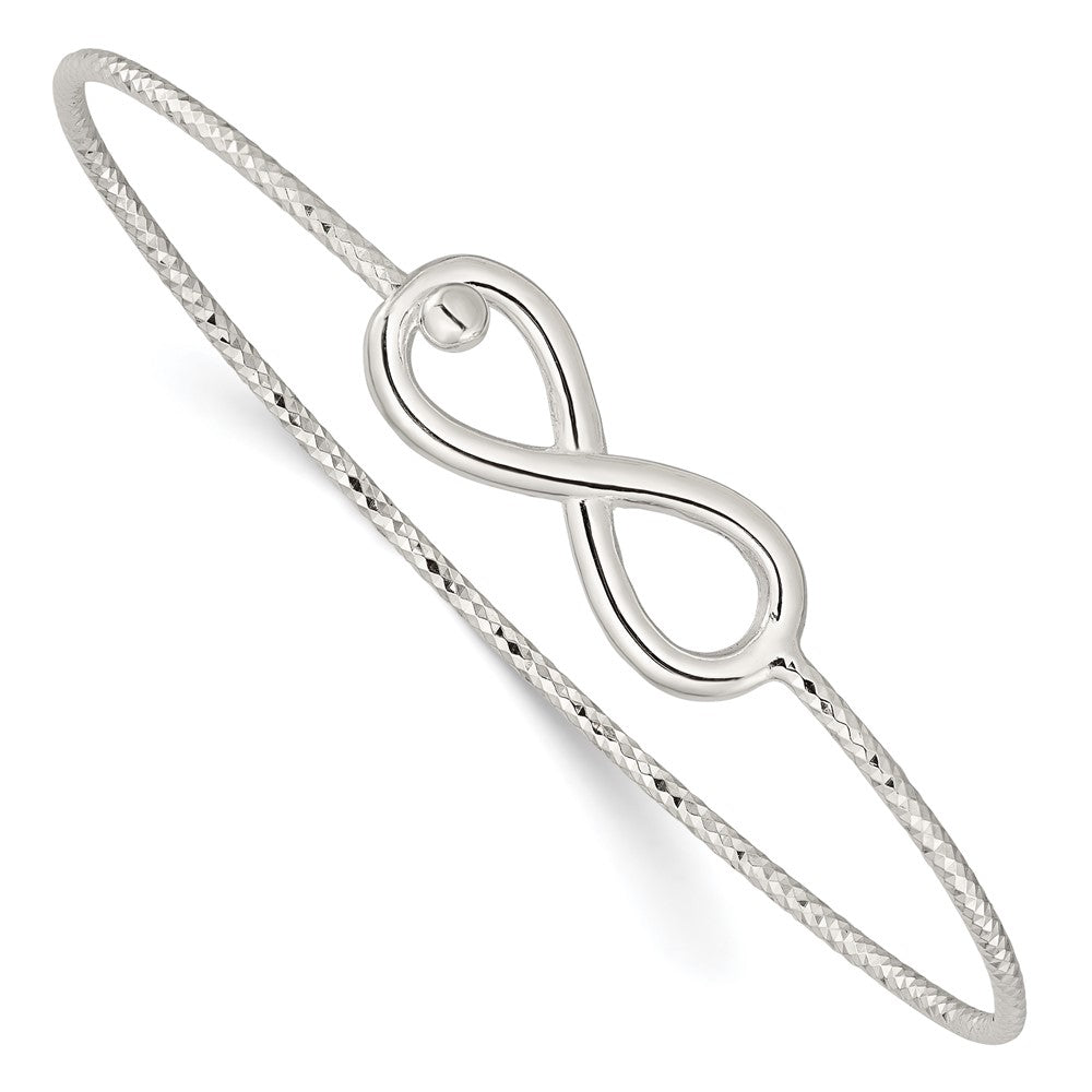 Sterling Silver Diamond Cut Infinity Interlocking Bangle Bracelet, 7 x 1.75 mm